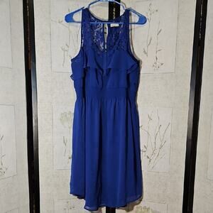 Daniel Cremieux Royal Blue Sundress Sleeveless Halter Cocktail Midi